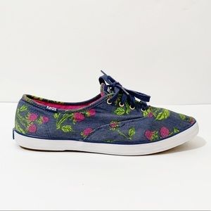 Keds Blue Floral Canvas Sneakers